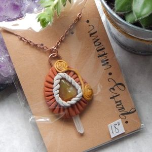 Handmade necklace with quartz crystal